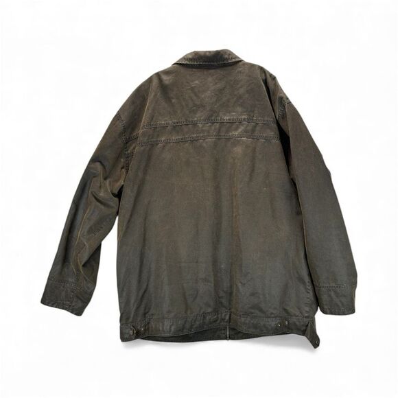 True Nation 2XLT Waxed Cotton Chore Barn Jacket Brown Plaid Line Rugged Workwear - Picture 2 of 14